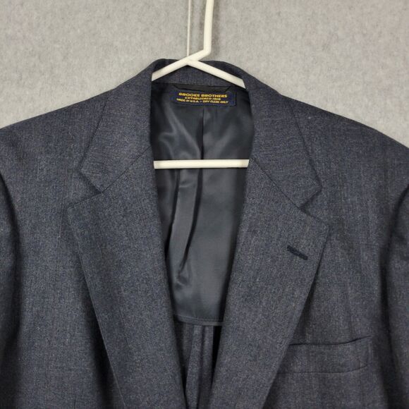 Brooks Brothers 100% Wool Black LS 2 Button Notch Suit Blazer Men's 42R USA Made - Picture 3 of 13